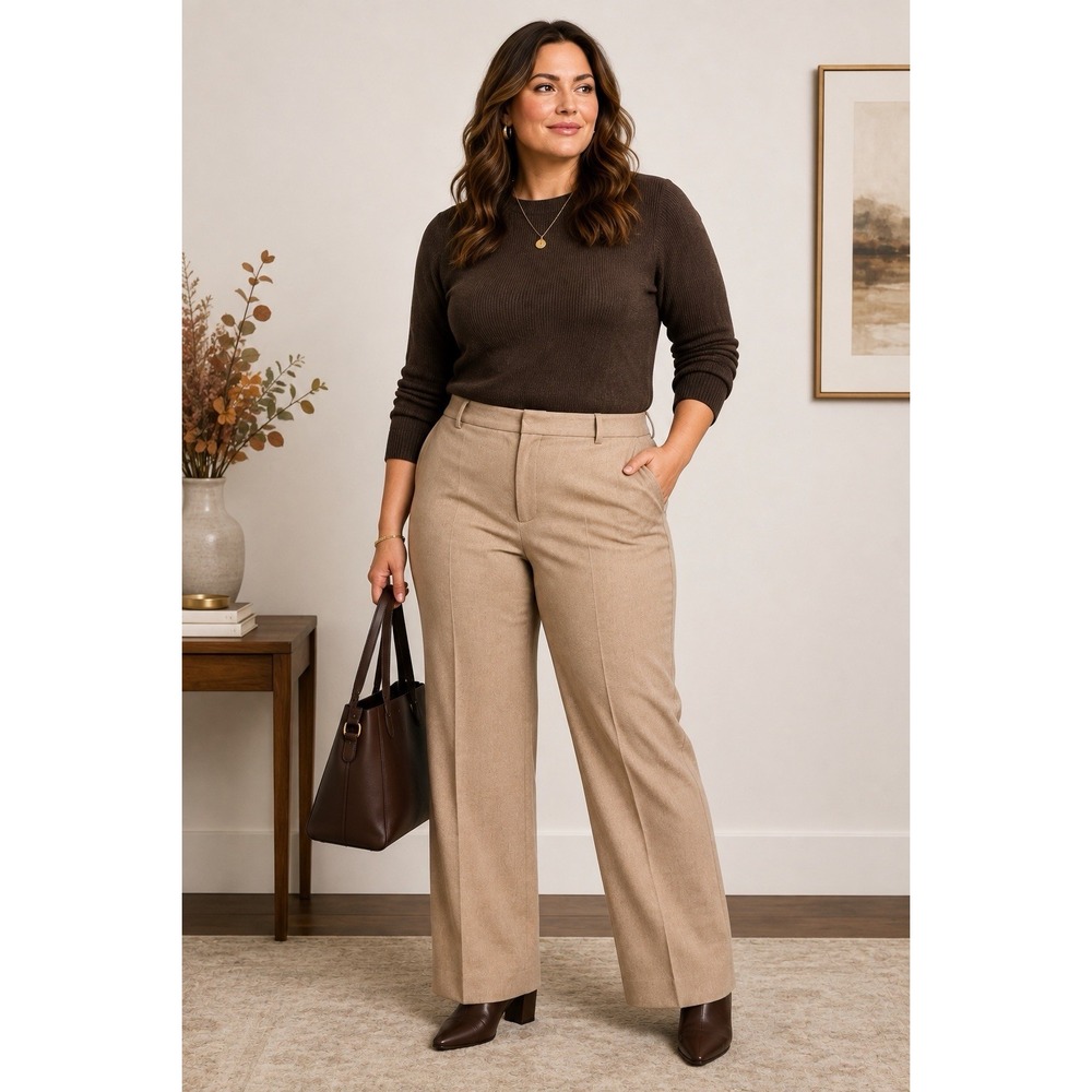 Talbots Woman  Petites 22WP Curvy Straight Leg Pants Tan Taupe NWT $109 Career